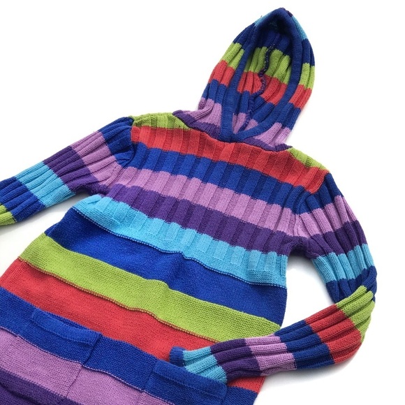 Children’s Place Striped Sweater Hoodie Dress - Picture 2 of 7